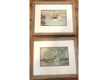 Pair Of Watercolor Prints Winslow Homer One Marked WAC