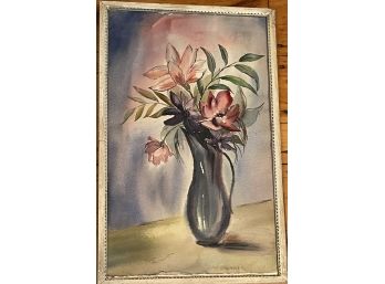 Watercolor Vase With Flowers