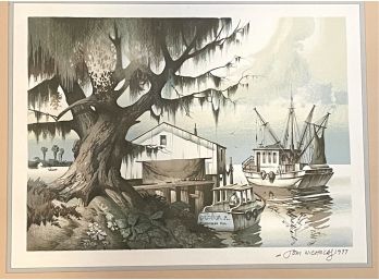 Framed And Pencil Signed  1977 Tom Nicholas Watercolor Print