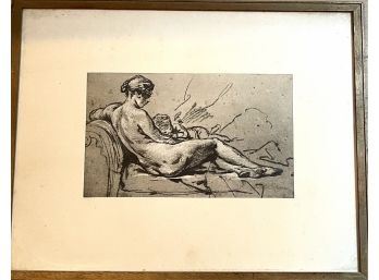 Framed Charcoal Nude Mother Coddling Baby