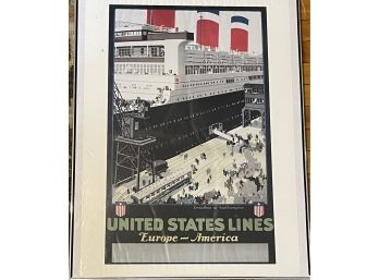 'United States- Europe Lines' Ship Poster Print