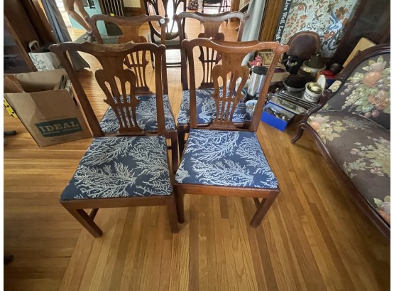 FOUR PERIOD CHERRY CHIPPENDALE CHAIRS