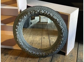 Carved Contemporary Round Mirror