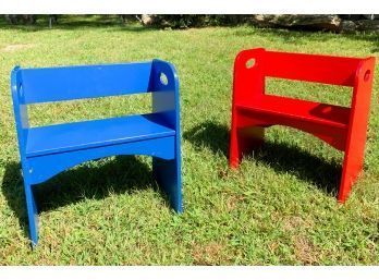 Pair Of Wooden Benches For Kids