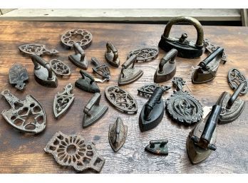 Darling Collection Of Miniature Antique Cast Iron Sad Irons And Trivets