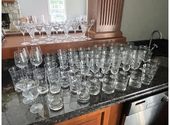Large Collection Of Glass & Crystal Drinkware