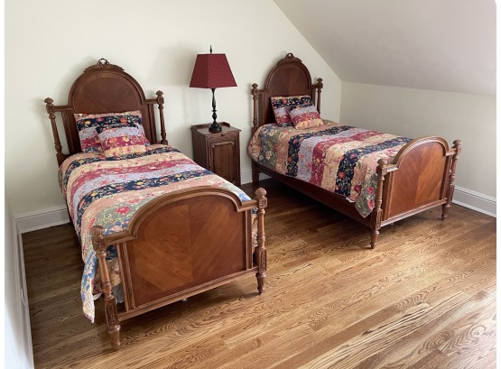 Patricia Twin Beds, Warm Cherry Finish - ( Paid $1,664 For The Beds & $1,998 For The Mattresses See Receipts )