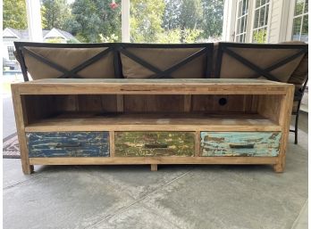 3- Drawer Rustic Wood Painted TV Stand/ Media Console