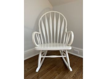 Country White Windsor Rocking Chair W Curved Arms