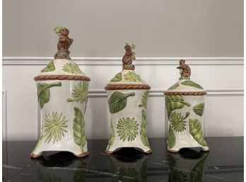 3- Piece Monkey Canister Set By American Atelier