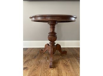 Round End Table On Carved Tripod Base