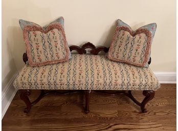 Chateau Bench In Brunschwig & Fils  Needle- Point Fabric Comes W Two Matching  Pillows ( Paid $1,406 )