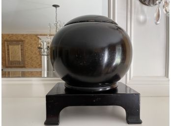 Wooden Sphere Box On A Pottery Barn Asian Style Lacquer Stand