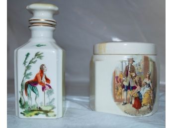 Antique 'Cries Of London' Sandland Ware Staffordshire England Marmalade Jar And Spanish Olive Oil Dispenser.