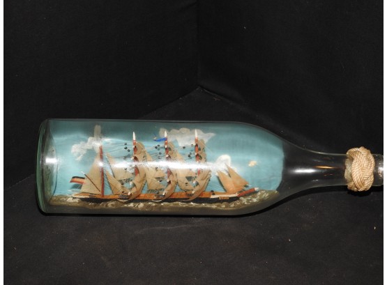 Vintage Ship In A 12 Inch Glass Bottle