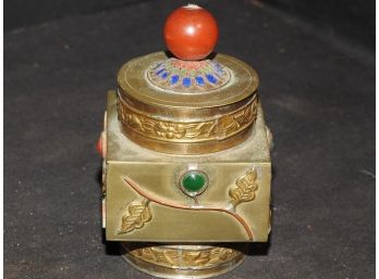 Intricate Asian Brass Trinket Box