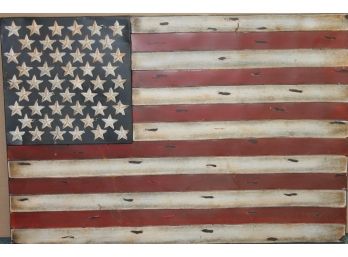 Interesting LARGE Metal American Flag Wall Art Sculpture Sign With Applied Stars