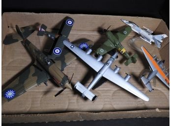 Box Lot # 1 Of Diecast War Planes On Stands