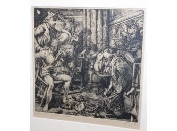 Fantastic Intaglio Etching Artist Proof Signed GM Silverstein With Strange Gothic Risque Subject