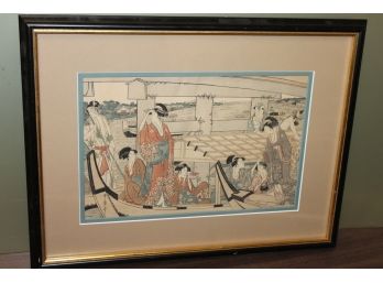 Very Nicely Framed And Matted Japanese Woodblock Print