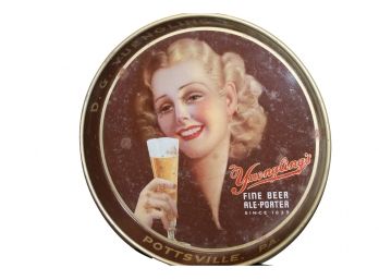 Original Yuengling Beer Ale Advertising Tray With Girl