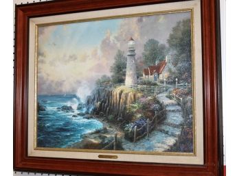 Thomas Kinkade Lighthouse Framed Canvas Print