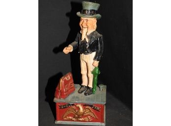 Working Cast Iron Uncle Sam Bank 11 Inch Tall