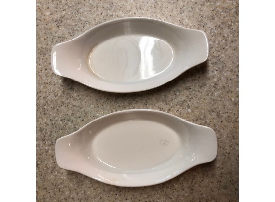 Pair Of Small White Ceramic Casserole Dishes