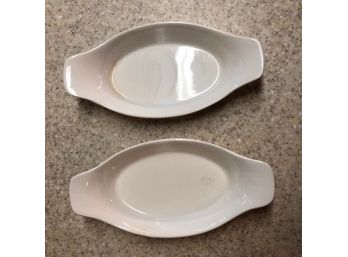Pair Of Small White Ceramic Casserole Dishes