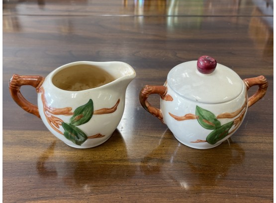 Vintage Franciscan Ware Apple Pattern Lidded Sugar Bowl & Creamer