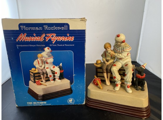 Beautiful Hand-painted Bisque Porcelain Musical Figurine - The Norman Rockwell Museum - 'The Runaway'