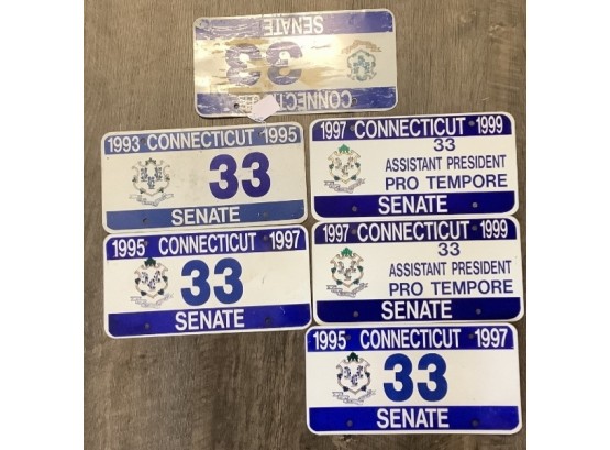 6 Connecticut State Senate License Plates From Eileen Dailey 1995-97 State Senate & Asst Pres Pro Tempore