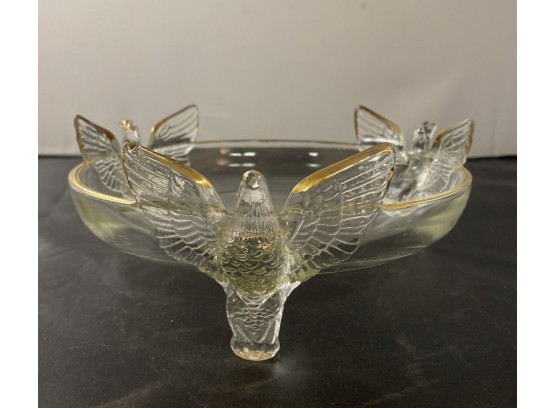 Lovely Vintage Winged Humming Bird Glass Candy Dish