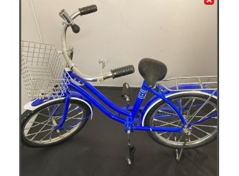 Salesman Sampler Sized Toy Blue And White Painted Metal Bike