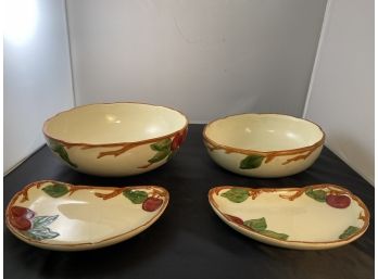 Four Vintage Hand Decorated Franciscan Apple Pattern Serving Bowls