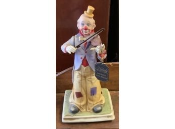 Mechanical Hand- Painted Porcelain Figure Battery Operated - His Arm Moves The Bow When The Music Plays