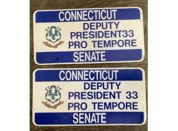 Lot Of 2 License Plates Connecticut Senate Used By Eileen Pailey