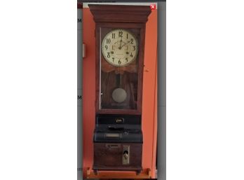 Working Antique General Time Card Punch Recorder Exchange Time Clock, New York City. Chelsea 3-3886