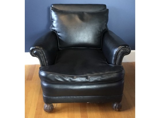 Black Leather, Naugahyde Studded Club Chair