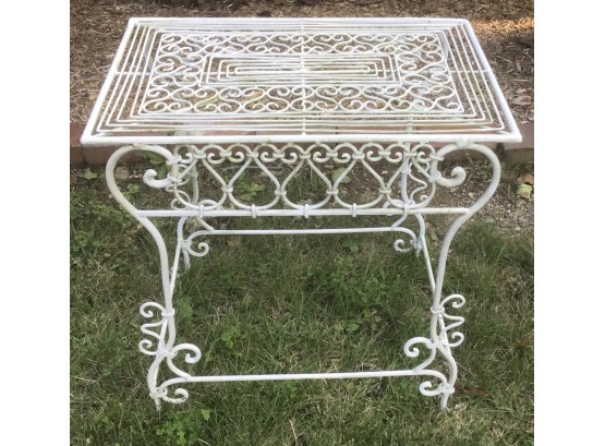 Vintage Ornate Wrought Iron White Table