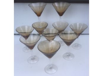 10 Amber & Crystal Martini Glasses