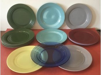 14 Lot Vintage Colorful Dishes, Pyrex Back