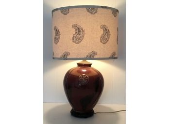 Red Glazed Large Lamp, Tear Drop Paisley Shade