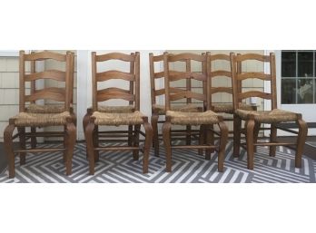 8 Antique Ladderback Cane Seat Chairs