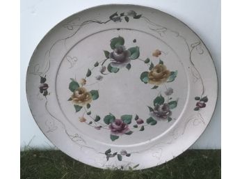 Vintage Round Hand Painted Tole Tray