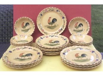 Colorful Ceramic Rooster Plate Grouping By Home