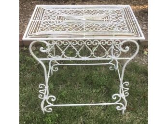 Vintage Ornate Wrought Iron White Table