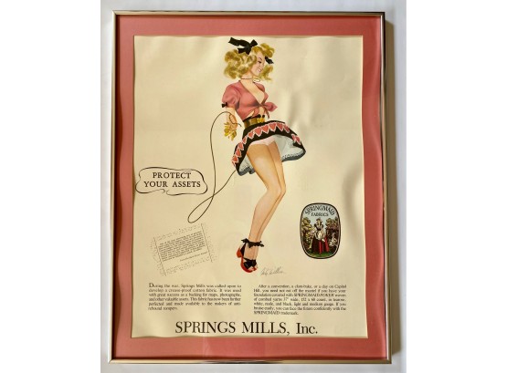 Vintage Spring Mills Advertising Pin-Up Poster For Women's Elastic Underwear, 1948