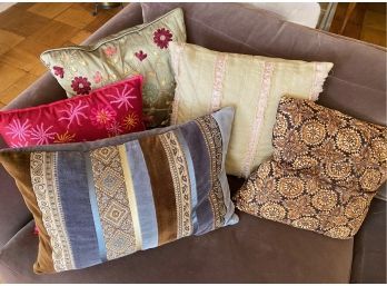 Five Throw Pillows: Vintage, Silk, Velvet & More