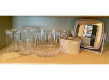 Bathroom Accessories: Plastic Cups, Canisters, Mirror & More
